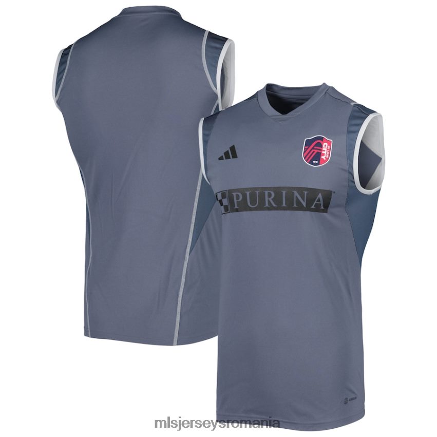 MLS Jerseys tricoubărbați Sf. tricou de antrenament fără mâneci pe teren, gri 2023, louis city sc adidas 6R82NH247
