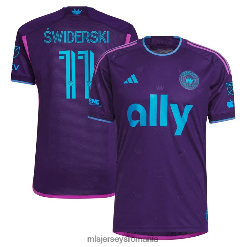 MLS Jerseys tricoubărbați Charlotte fc karol swiderski tricou adidas violet 2023 crown jewel kit tricou autentic 6R82NH523