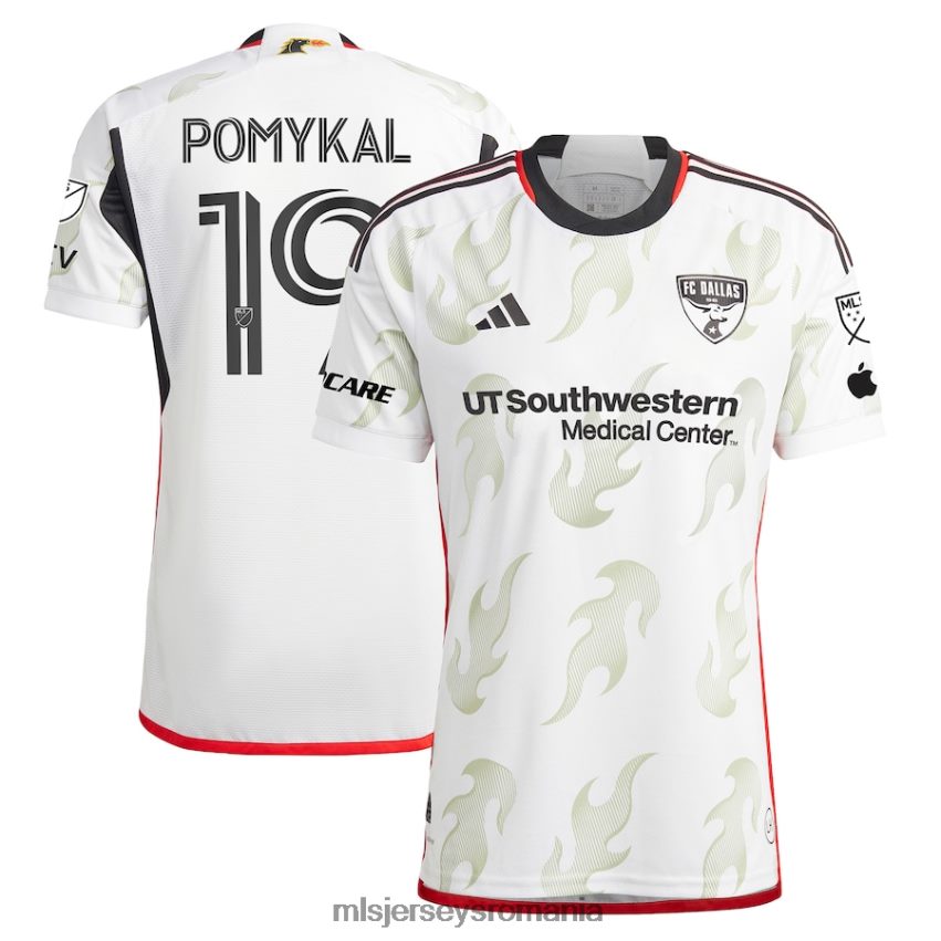 MLS Jerseys tricoubărbați fc dallas paxton pomykal adidas alb 2023 burn baby burn tricou de jucător autentic 6R82NH557