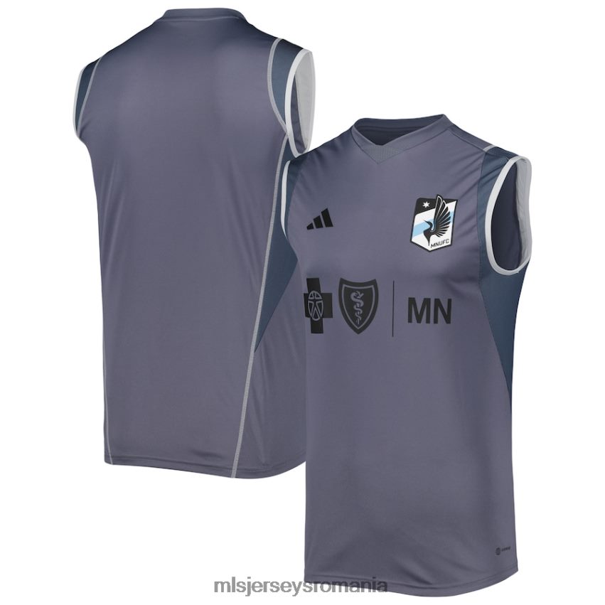 MLS Jerseys tricoubărbați tricou de antrenament fără mâneci pe teren gri 2023 minnesota united fc adidas 6R82NH525